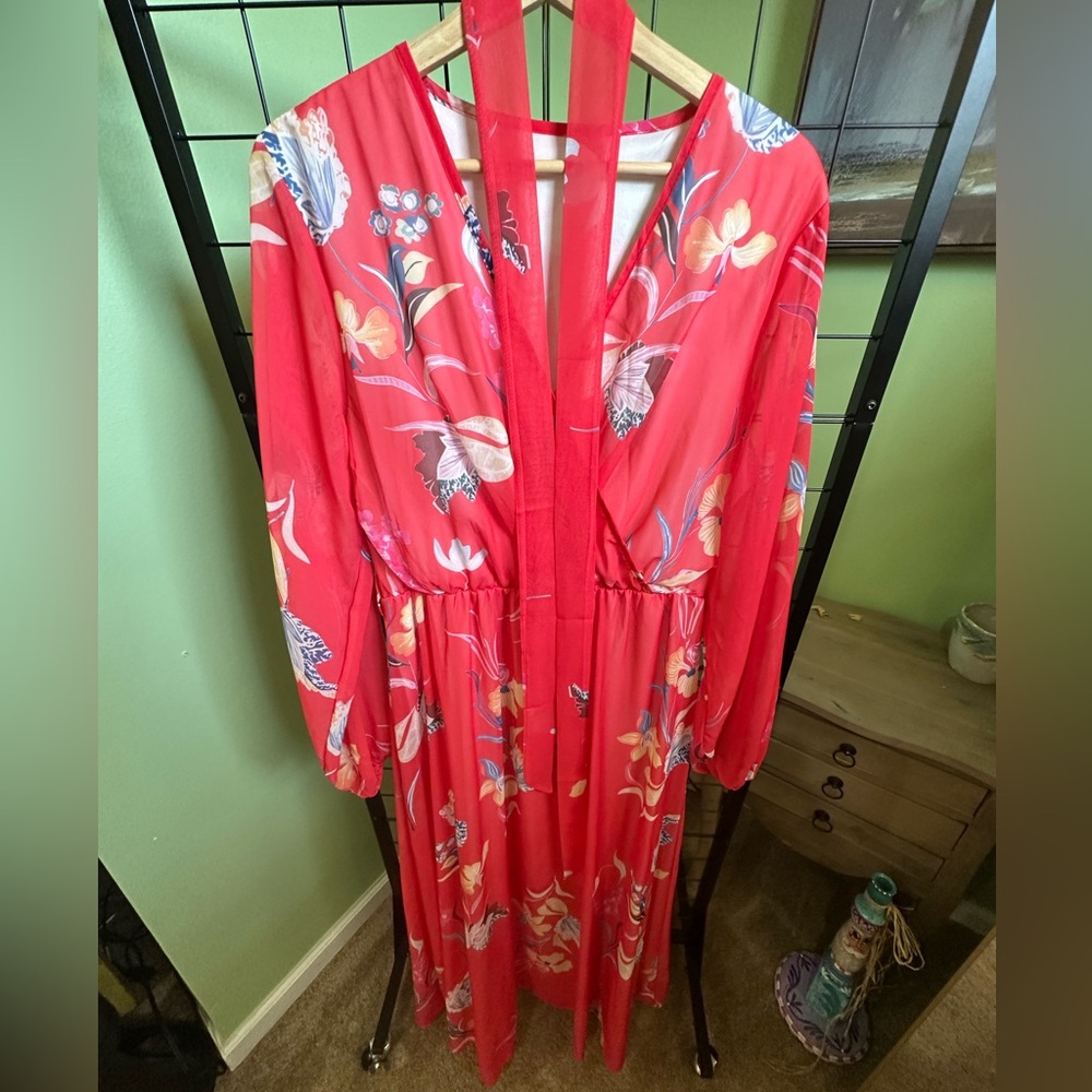 Floral Red Dress
